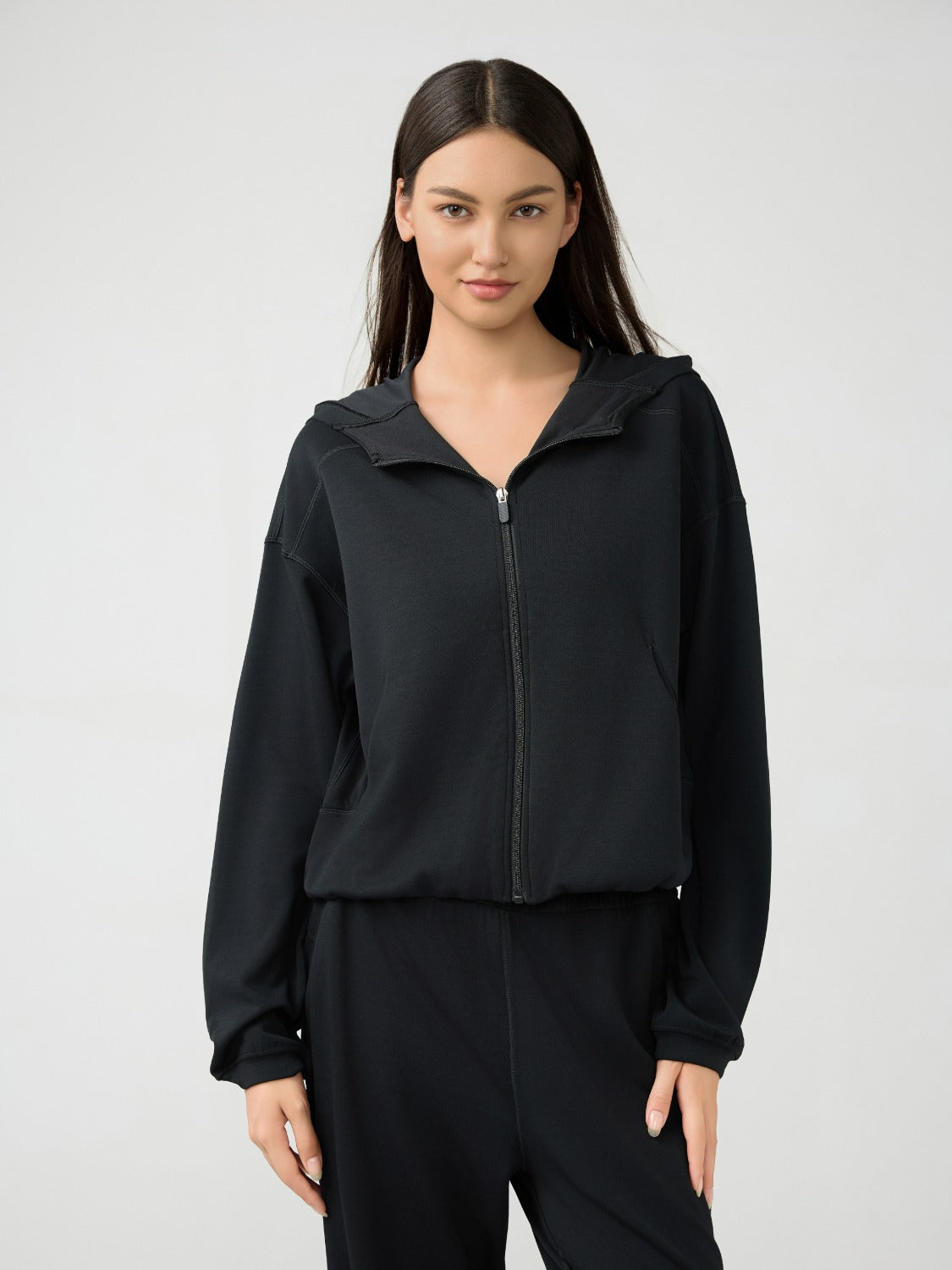 Hooded zip sweatshirt with pockets - Love Salve